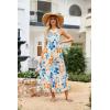 imageGRACE KARIN 2025 Womens Criss Cross Halterneck Sleeveless Summer Floral Print Flowy A Line Maxi DressBlue Brown
