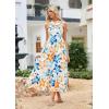 imageGRACE KARIN 2025 Womens Criss Cross Halterneck Sleeveless Summer Floral Print Flowy A Line Maxi DressBlue Brown