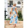 imageGRACE KARIN 2025 Womens Criss Cross Halterneck Sleeveless Summer Floral Print Flowy A Line Maxi DressBlue Brown
