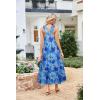 imageGRACE KARIN 2025 Womens Criss Cross Halterneck Sleeveless Summer Floral Print Flowy A Line Maxi DressBlue Floral