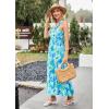 imageGRACE KARIN 2025 Womens Criss Cross Halterneck Sleeveless Summer Floral Print Flowy A Line Maxi DressBlue Green