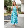 imageGRACE KARIN 2025 Womens Criss Cross Halterneck Sleeveless Summer Floral Print Flowy A Line Maxi DressBlue Green