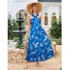 imageGRACE KARIN 2025 Womens Criss Cross Halterneck Sleeveless Summer Floral Print Flowy A Line Maxi DressBlue Ocean