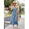 imageGRACE KARIN 2025 Womens Criss Cross Halterneck Sleeveless Summer Floral Print Flowy A Line Maxi DressBlue Red