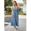 imageGRACE KARIN 2025 Womens Criss Cross Halterneck Sleeveless Summer Floral Print Flowy A Line Maxi DressBlue Red