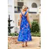 imageGRACE KARIN 2025 Womens Criss Cross Halterneck Sleeveless Summer Floral Print Flowy A Line Maxi DressBlue Rush
