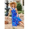 imageGRACE KARIN 2025 Womens Criss Cross Halterneck Sleeveless Summer Floral Print Flowy A Line Maxi DressBlue Rush