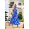 imageGRACE KARIN 2025 Womens Criss Cross Halterneck Sleeveless Summer Floral Print Flowy A Line Maxi DressBlue Rush