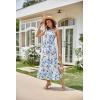imageGRACE KARIN 2025 Womens Criss Cross Halterneck Sleeveless Summer Floral Print Flowy A Line Maxi DressFloral White Blue