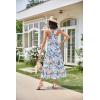 imageGRACE KARIN 2025 Womens Criss Cross Halterneck Sleeveless Summer Floral Print Flowy A Line Maxi DressFloral White Blue