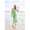 imageGRACE KARIN 2025 Womens Criss Cross Halterneck Sleeveless Summer Floral Print Flowy A Line Maxi DressGreen Viola