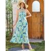 imageGRACE KARIN 2025 Womens Criss Cross Halterneck Sleeveless Summer Floral Print Flowy A Line Maxi DressLime Flowers