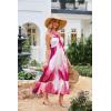 imageGRACE KARIN 2025 Womens Criss Cross Halterneck Sleeveless Summer Floral Print Flowy A Line Maxi DressMagenta Tie Dye