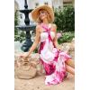 imageGRACE KARIN 2025 Womens Criss Cross Halterneck Sleeveless Summer Floral Print Flowy A Line Maxi DressMagenta Tie Dye