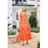 imageGRACE KARIN 2025 Womens Criss Cross Halterneck Sleeveless Summer Floral Print Flowy A Line Maxi DressOrange