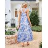 imageGRACE KARIN 2025 Womens Criss Cross Halterneck Sleeveless Summer Floral Print Flowy A Line Maxi DressPeony Blue