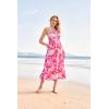 imageGRACE KARIN 2025 Womens Criss Cross Halterneck Sleeveless Summer Floral Print Flowy A Line Maxi DressPink Watercolour