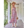 imageGRACE KARIN 2025 Womens Criss Cross Halterneck Sleeveless Summer Floral Print Flowy A Line Maxi DressPurple