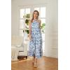 imageGRACE KARIN 2025 Womens Criss Cross Halterneck Sleeveless Summer Floral Print Flowy A Line Maxi DressWhite Blue