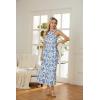 imageGRACE KARIN 2025 Womens Criss Cross Halterneck Sleeveless Summer Floral Print Flowy A Line Maxi DressWhite Blue