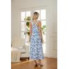 imageGRACE KARIN 2025 Womens Criss Cross Halterneck Sleeveless Summer Floral Print Flowy A Line Maxi DressWhite Blue