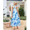 imageGRACE KARIN 2025 Womens Criss Cross Halterneck Sleeveless Summer Floral Print Flowy A Line Maxi DressWhite Blue Flowers