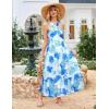 imageGRACE KARIN 2025 Womens Criss Cross Halterneck Sleeveless Summer Floral Print Flowy A Line Maxi DressWhite Blue Flowers