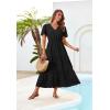 imageGRACE KARIN Summer Womens Maxi Dress Flowy VNeck Short Sleeve Bohemian Beach Sundress Casual Tiered Long Dresses for WomenBlack