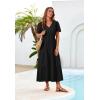 imageGRACE KARIN Summer Womens Maxi Dress Flowy VNeck Short Sleeve Bohemian Beach Sundress Casual Tiered Long Dresses for WomenBlack