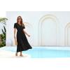 imageGRACE KARIN Summer Womens Maxi Dress Flowy VNeck Short Sleeve Bohemian Beach Sundress Casual Tiered Long Dresses for WomenBlack