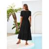 imageGRACE KARIN Summer Womens Maxi Dress Flowy VNeck Short Sleeve Bohemian Beach Sundress Casual Tiered Long Dresses for WomenBlack