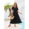imageGRACE KARIN Summer Womens Maxi Dress Flowy VNeck Short Sleeve Bohemian Beach Sundress Casual Tiered Long Dresses for WomenBlack