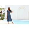 imageGRACE KARIN Summer Womens Maxi Dress Flowy VNeck Short Sleeve Bohemian Beach Sundress Casual Tiered Long Dresses for WomenGray Blue