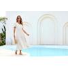imageGRACE KARIN Summer Womens Maxi Dress Flowy VNeck Short Sleeve Bohemian Beach Sundress Casual Tiered Long Dresses for WomenWhite
