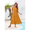 imageGRACE KARIN Summer Womens Maxi Dress Flowy VNeck Short Sleeve Bohemian Beach Sundress Casual Tiered Long Dresses for WomenYellow