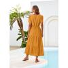 imageGRACE KARIN Summer Womens Maxi Dress Flowy VNeck Short Sleeve Bohemian Beach Sundress Casual Tiered Long Dresses for WomenYellow