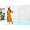 imageGRACE KARIN Summer Womens Maxi Dress Flowy VNeck Short Sleeve Bohemian Beach Sundress Casual Tiered Long Dresses for WomenYellow