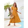 imageGRACE KARIN Summer Womens Maxi Dress Flowy VNeck Short Sleeve Bohemian Beach Sundress Casual Tiered Long Dresses for WomenYellow