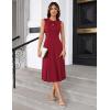 imageGRACE KARIN Women 2025 Work Dress Sleeveless Tie Waist Elegant Party Cocktail A Line Flowy Midi Dress with PocketsRed