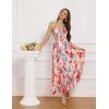 imageGRACE KARIN Womens 2025 Summer Beach Dress Floral V Neck Tie Front Spaghetti Strap Flowy Long Dress Boho Maxi DressBlue Red Floral