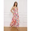 imageGRACE KARIN Womens 2025 Summer Beach Dress Floral V Neck Tie Front Spaghetti Strap Flowy Long Dress Boho Maxi DressBlue Red Floral