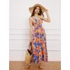 imageGRACE KARIN Womens 2025 Summer Beach Dress Floral V Neck Tie Front Spaghetti Strap Flowy Long Dress Boho Maxi DressOrange Blue Floral
