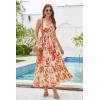 imageGRACE KARIN Womens 2025 Summer Beach Dress Floral V Neck Tie Front Spaghetti Strap Flowy Long Dress Boho Maxi DressOrange Floral