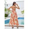 imageGRACE KARIN Womens 2025 Summer Beach Dress Floral V Neck Tie Front Spaghetti Strap Flowy Long Dress Boho Maxi DressOrange Floral