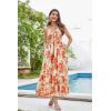 imageGRACE KARIN Womens 2025 Summer Beach Dress Floral V Neck Tie Front Spaghetti Strap Flowy Long Dress Boho Maxi DressOrange Floral