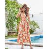 imageGRACE KARIN Womens 2025 Summer Beach Dress Floral V Neck Tie Front Spaghetti Strap Flowy Long Dress Boho Maxi DressOrange Floral
