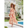 imageGRACE KARIN Womens 2025 Summer Beach Dress Floral V Neck Tie Front Spaghetti Strap Flowy Long Dress Boho Maxi DressOrange Floral
