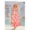 imageGRACE KARIN Womens 2025 Summer Beach Dress Floral V Neck Tie Front Spaghetti Strap Flowy Long Dress Boho Maxi DressOrange Pink Floral
