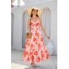 imageGRACE KARIN Womens 2025 Summer Beach Dress Floral V Neck Tie Front Spaghetti Strap Flowy Long Dress Boho Maxi DressOrange Pink Floral
