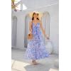 imageGRACE KARIN Womens 2025 Summer Beach Dress Floral V Neck Tie Front Spaghetti Strap Flowy Long Dress Boho Maxi DressPurple Floral